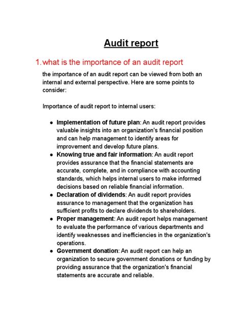 Importance Of Audit Report