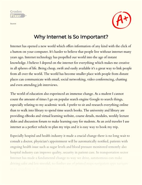 Importance Of Internet Essay