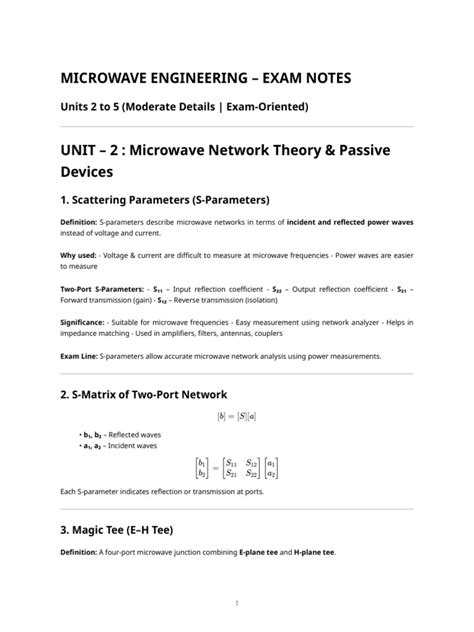 Important Questions Microwave Engineering Unit Wise