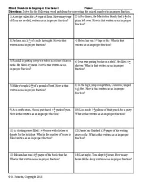 Improper Fraction Word Problems