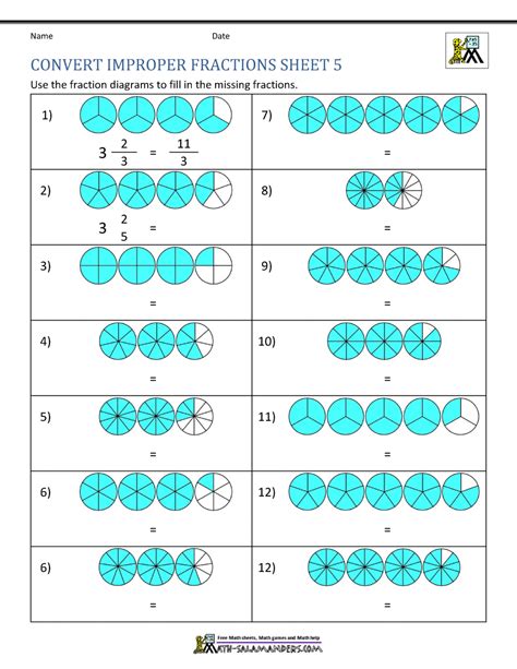Improper Fraction Worksheets Math Salamanders Mixed Number Worksheet 3rd Grade - Mixed Number Worksheet 3rd Grade