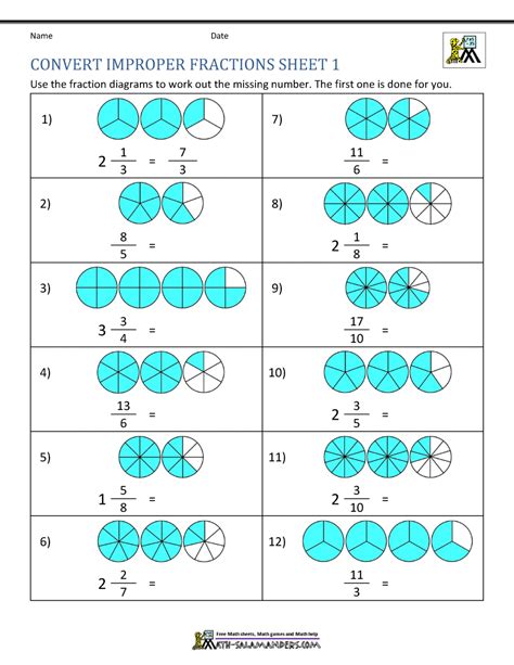 Improper Fractions 4th Grade Math Worksheet Greatschools Improper Fraction Worksheet - Improper Fraction Worksheet