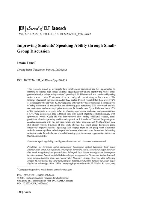 Improving Students Speaking Ability By Using Reciprocal