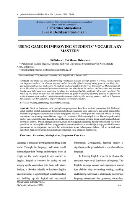 Improving Students Vocabulary Mastery Using Word Search Game