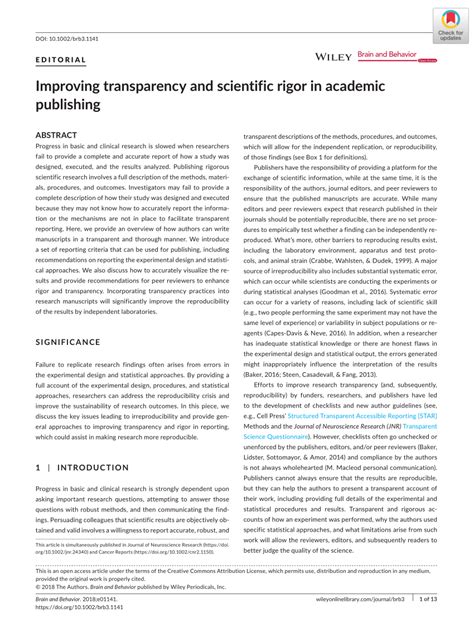 Improving Transparency And Scientific Rigor In Academic Publishing Transparent Science - Transparent Science