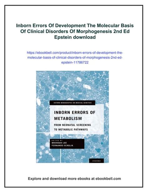 Inborn Errors Of Development The Molecular Basis Of Clinical Disorders Of Morphogenesis Oxford Monographs On Medical Genetics