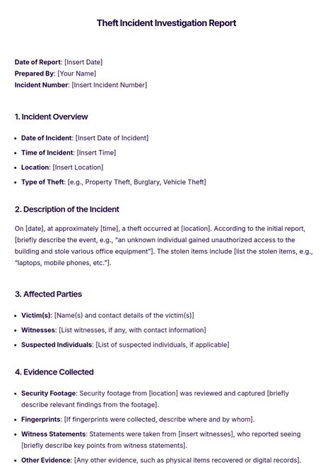 incident report car theft sample letter