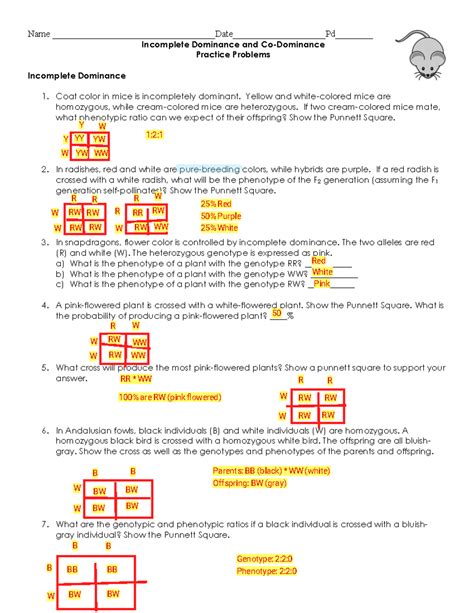 Full Download Incomplete And Codominance Practice Problems Answers 