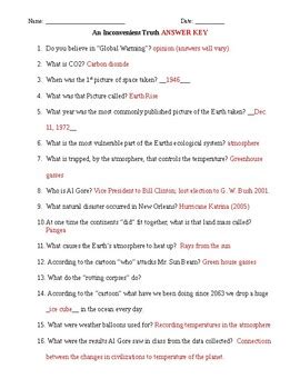 inconvenient truth answer sheet
