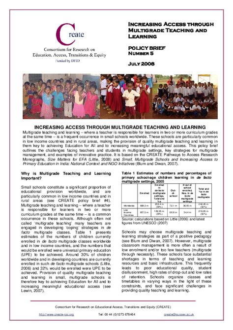 Read Increasing Access Through Multigrade Teaching And Learning 