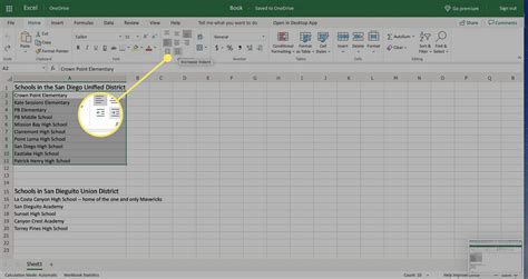 indent contents in excel