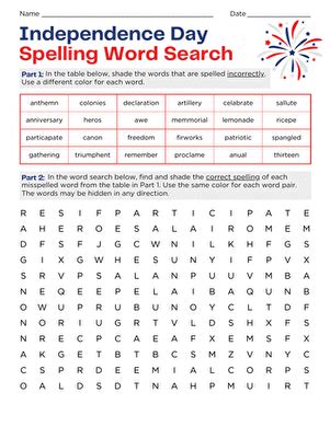 Independence Day Spelling