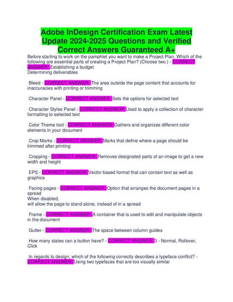 Indesign Certification Test Answers