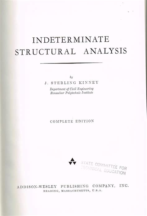 Read Online Indeterminate Structural Analysis By J Sterling Kinney 
