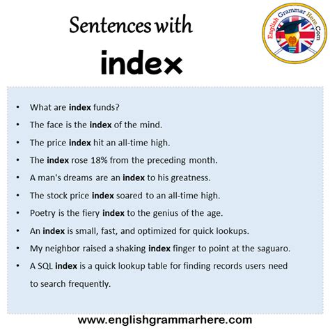 index example sentence