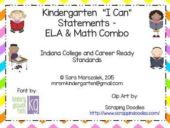 Indiana Standards And I Can Statements Curriculum And Kindergarten I Can Statements Math - Kindergarten I Can Statements Math