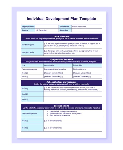 Individual Development Plan For Managers Examples