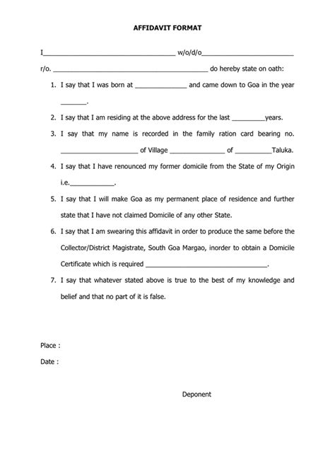 individual format for affidavit