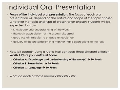 Individual Oral Presentation