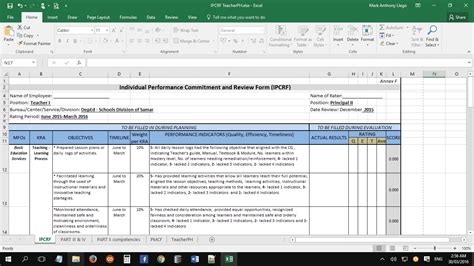 Individual Performance Commitment And Review Form Essay