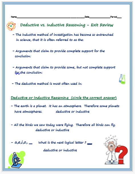 inductive and deductive reasoning worksheet free deductive deductive