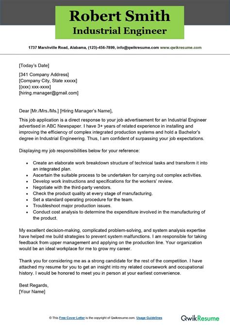 Industrial Application Letter