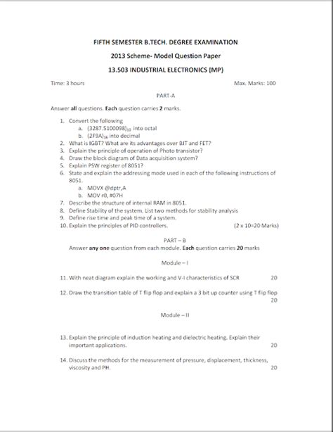Industrial Electronics Question Paper