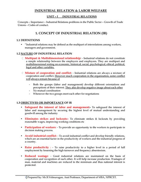 industrial relation note for mba