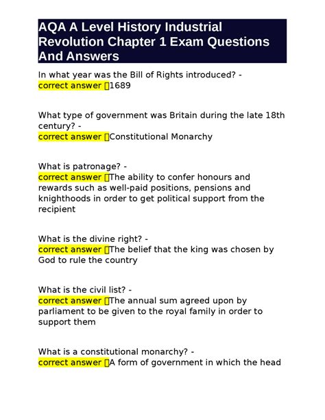 Industrial Revolution Chapter Test Form Answers