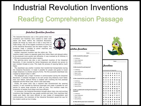 Industrial Revolution Inventions Reading Worksheets And Answer Keys The Industrial Revolution Worksheet Answer Key - The Industrial Revolution Worksheet Answer Key