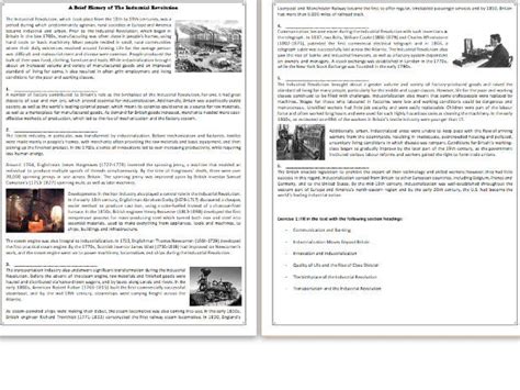 Industrial Revolution Reading Comprehension Worksheet Industrial Revolution Worksheet - Industrial Revolution Worksheet