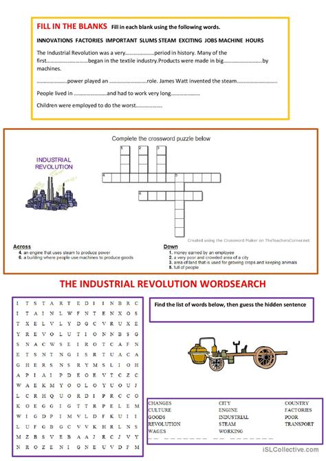 Industrial Revolution Worksheet Answers   The Industrial Revolution Worksheets Crossword Word Scramble - Industrial Revolution Worksheet Answers