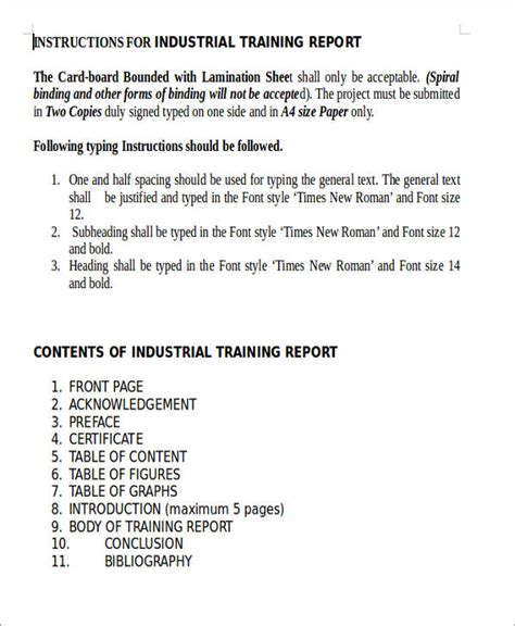 industrial training report sample for business management