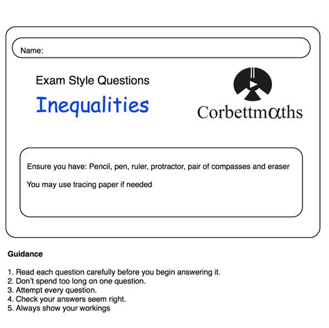 Inequalities Practice Questions Corbettmaths Inequalities And Equations Worksheet - Inequalities And Equations Worksheet
