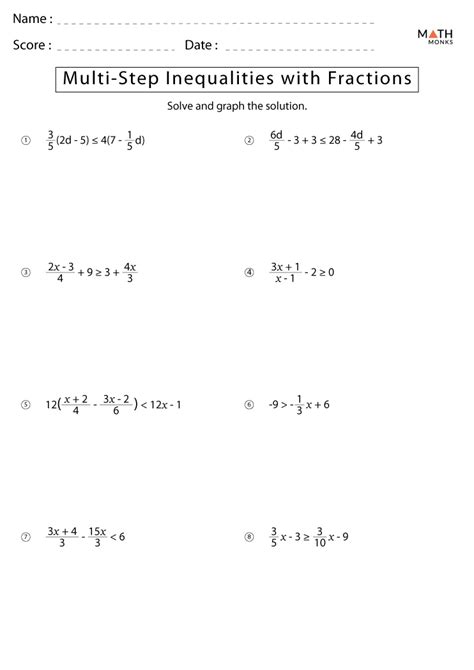 Inequalities With Fractions Worksheets K12 Workbook Solving Inequalities With Fractions Worksheet - Solving Inequalities With Fractions Worksheet