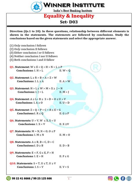Inequality Reasoning Questions