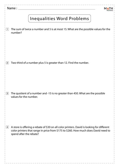 Inequality Word Problems Worksheet With Answers Pdf 8211 Inequality Practice Worksheet - Inequality Practice Worksheet