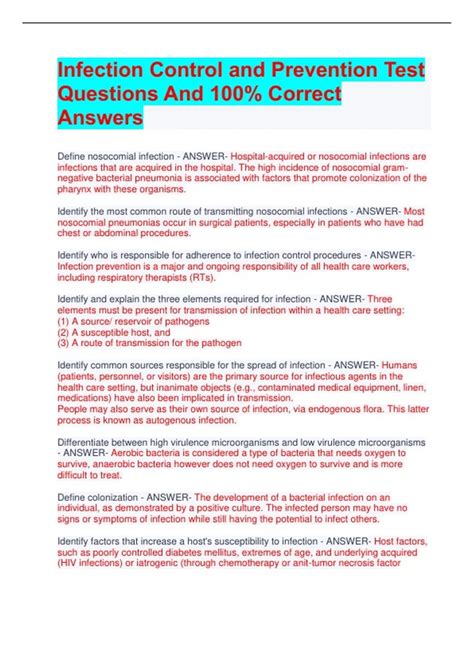 Read Infection Control Quiz And Answers 