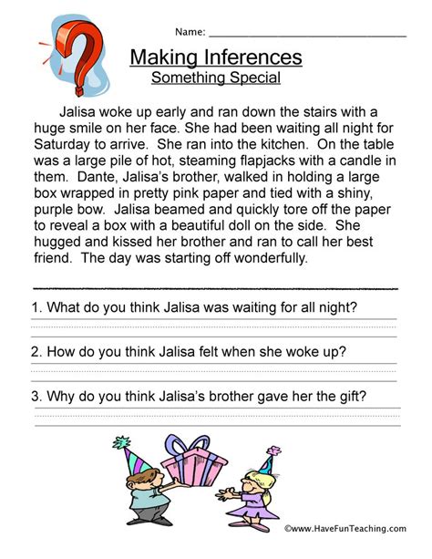 Inferences Worksheet 1 Reading Activity Inferences Worksheet 1 - Inferences Worksheet 1