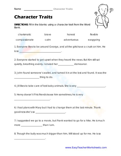 Inferring Character Traits Worksheets Learny Kids Inferring Character Traits Worksheet Answers - Inferring Character Traits Worksheet Answers