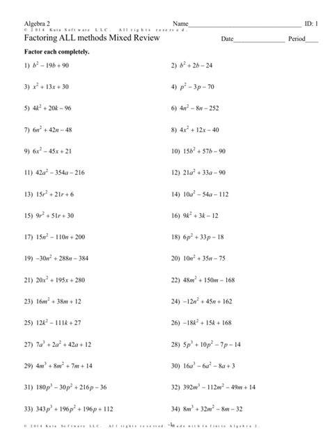 infinite algebra factoring 2 find each product