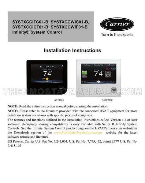 Infinity Control Service Manual