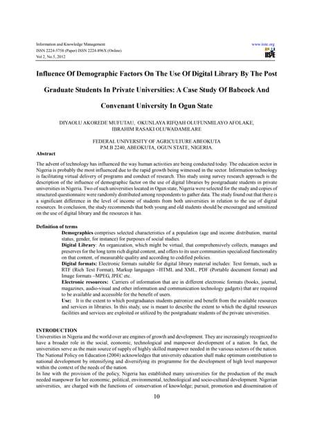 Download Influence Of Demographic Factors On The Use Of Digital 