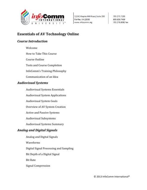 Infocomm Essentials Of Av Technology Answers
