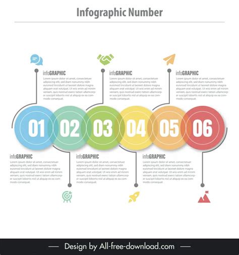 Infographic Number Template Colorful Circles Connection Layout Color By Number Circles - Color By Number Circles