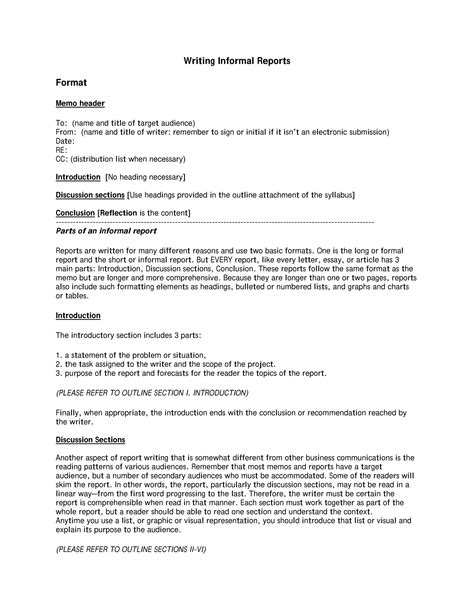 Informal Report Examples