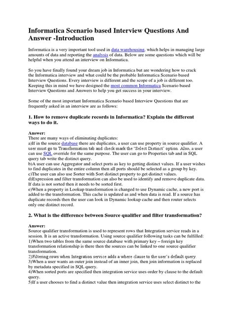 Informatica Scenario Based Interview Questions And Answers