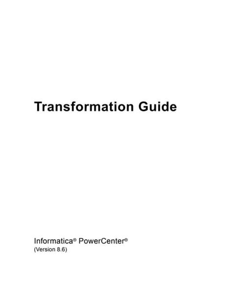 Read Informatica Transformation Guide 
