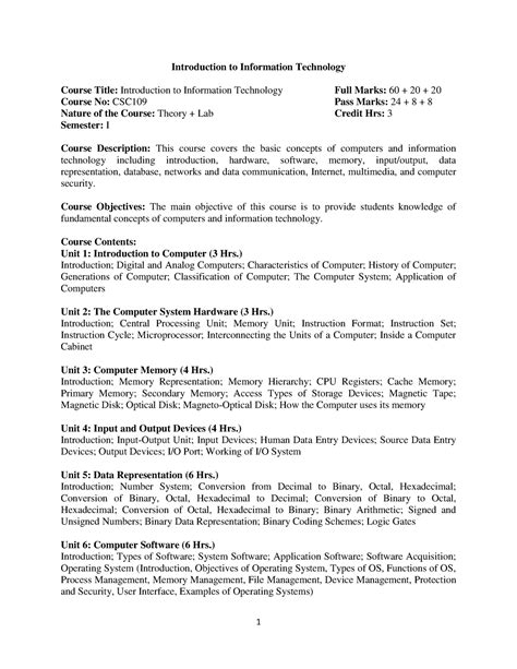 information technology course notes