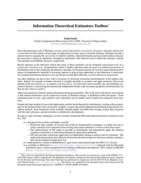 information theoretical estimators houston